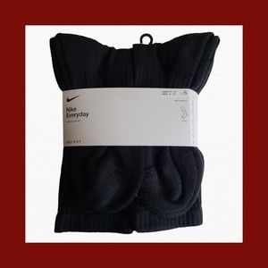 Men's Nike Everyday Cushion Crew Socks 6 Pack Unisex Black/White LG 8-12